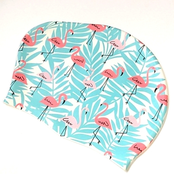 WOMEN'S NWOT TROPICAL PINK FLAMINGO SWIM CAP  SIZE OS - Picture 1 of 4